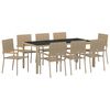 vidaXL Set da Pranzo per Giardino 9 pz Beige polyrattan