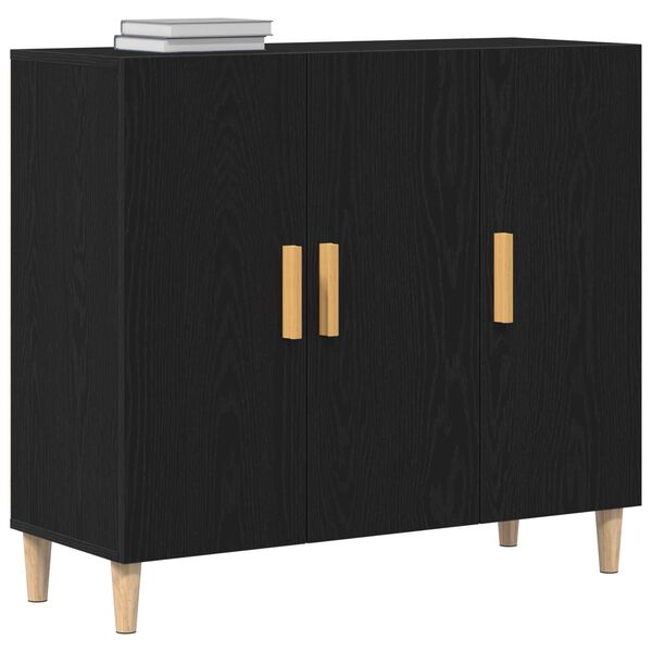 vidaXL Credenza Rovere Nero 90 x 34 x 80 cm Legno multistrato