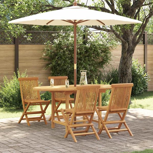 vidaXL Set da Pranzo per Giardino 5 pcs Marrone Legno di teak solido