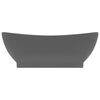 vidaXL Lavabo Troppopieno Ovale Grigio Scuro Opaco 58,5x39cm Ceramica