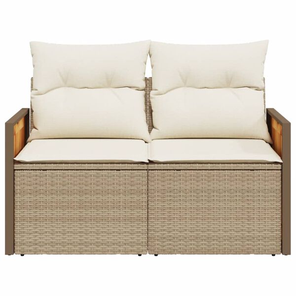 vidaXL Divano da Giardino con Cuscini a 2 Posti Beige in Polyrattan