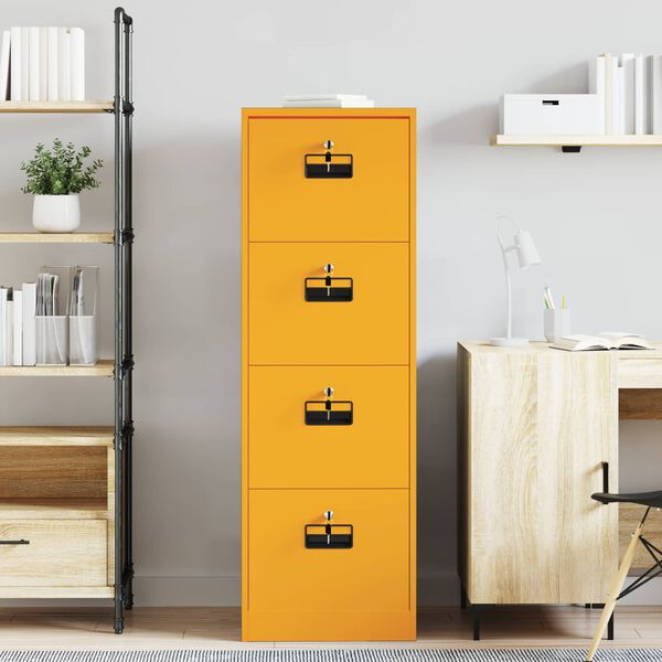 vidaXL Armadio per File con cassetto Giallo senape 44 x 50 x 106.5 cm