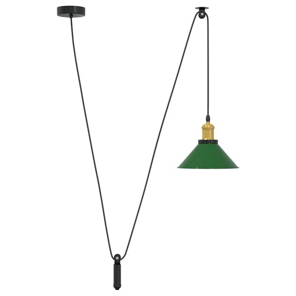 vidaXL Lampada a Sospensione Regolabile E27 Verde Lucido Ø22cm Metallo