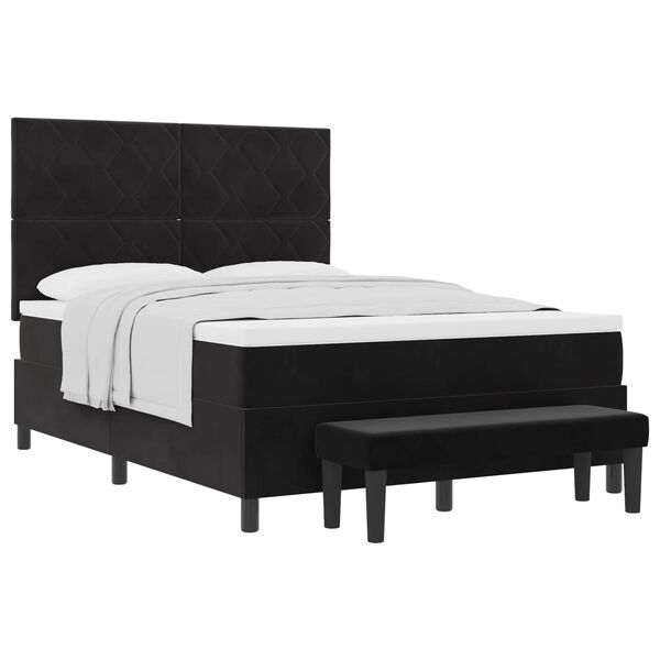 vidaXL Letto a molle con materasso Nero 140 x 190 cm Velluto