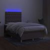 vidaXL Letto a Molle con Materasso e LED Tortora 120x200cm in Tessuto