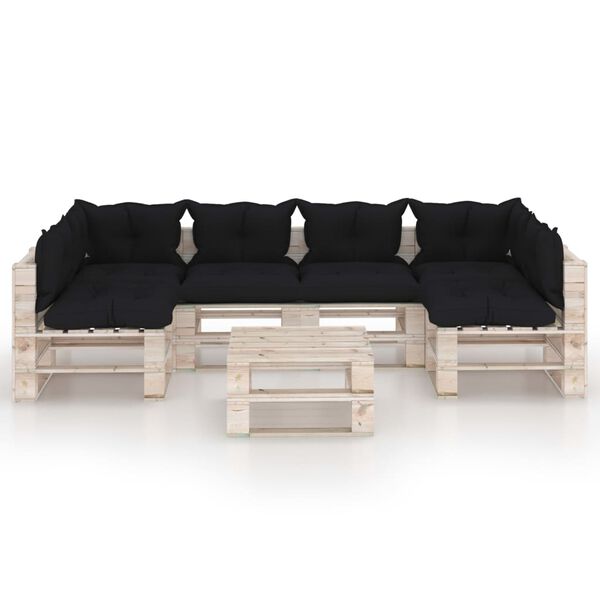 vidaXL Set Divani da Giardino Pallet 7 pz con Cuscini in Legno di Pino