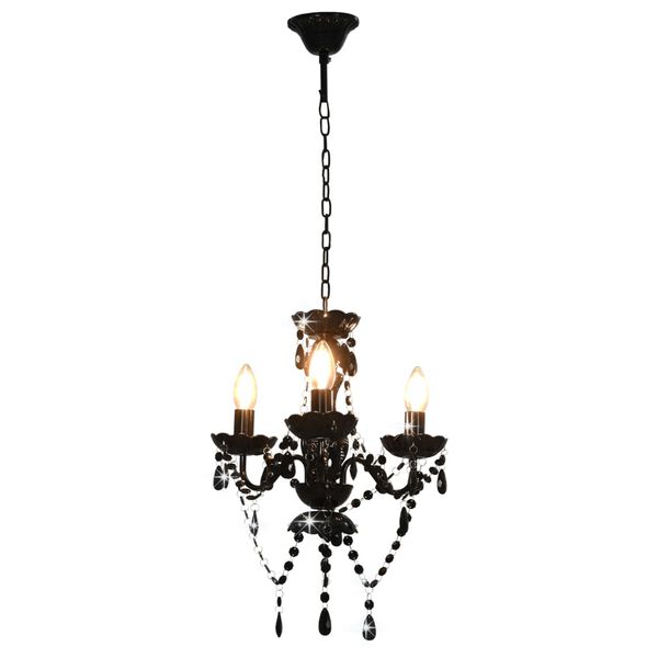 vidaXL Lampadario con Perline Nero Tondo 3 E14