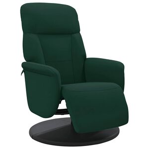 vidaXL Poltrona Reclinabile con Poggiapiedi Verde Scuro in Velluto