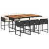 vidaXL Set da Pranzo da Giardino 7 pz Nero con Cuscini in Polyrattan