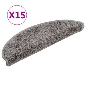 vidaXL Tappetini per scale 15 pz 56x17x3 cm Grigio Semicircolari