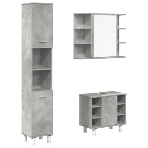 vidaXL Set Mobili da Bagno 3 pz Grigio Cemento in Legno Multistrato