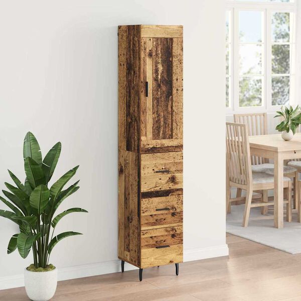 vidaXL Credenza Legno vecchio 34,5 x 34 x 180 cm Legno multistrato