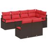 vidaXL Set Divano da Giardino 7 pz Marrone e Rosso polyrattan