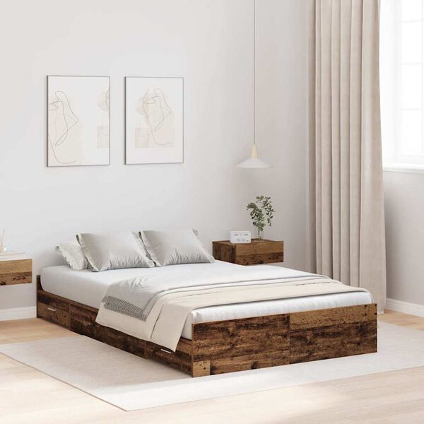 vidaXL Struttura letto con contenitore Legno vecchio 120 x 190 cm