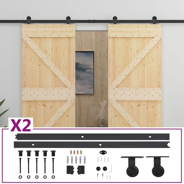 vidaXL Porta Scorrevole con Set Hardware 80x210 cm in Legno di Pino