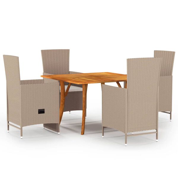 vidaXL Set Mobili da Pranzo per Giardino 5 pz Beige