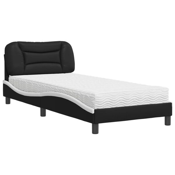 vidaXL Letto con Materasso Hvar Nero e Bianco 90x190 cm in Similpelle