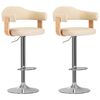 vidaXL Sgabelli da Bar 2 pz Crema in Legno Curvo e Similpelle