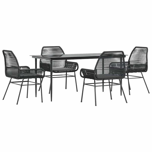 vidaXL Set da Pranzo da Giardino con Cuscini 5 pz Polyrattan Vetro
