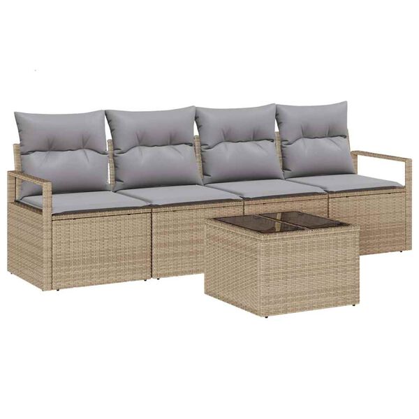 vidaXL Set di divani 5 pcs Beige e grigio polyrattan