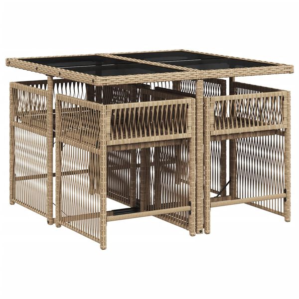 vidaXL Set da Pranzo da Giardino 5 pz con Cuscini Beige in Polyrattan