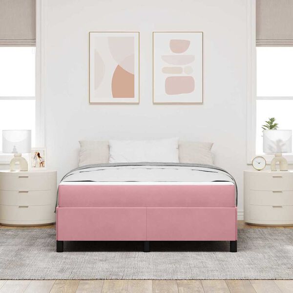 vidaXL Struttura del letto con materasso Rosa 140 x 190 cm Tessuto