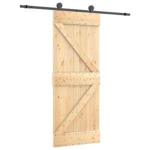 vidaXL Porta scorrevole Naturale e Nero 85 x 210 cm