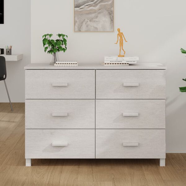 vidaXL Credenza HAMAR Bianca 113x40x80 cm in Legno Massello di Pino