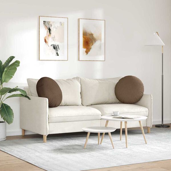 vidaXL Cuscini per Seduta 2 pcs Marrone &Oslash;50 x 19 cm Tessuto