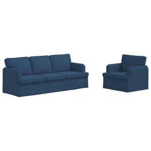 vidaXL Divano 2 pcs Blu 144 x 80 x 85 cm Tessuto