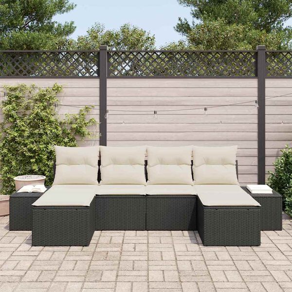 vidaXL Set Divano da Giardino 4 pcs Nero e Crema polyrattan