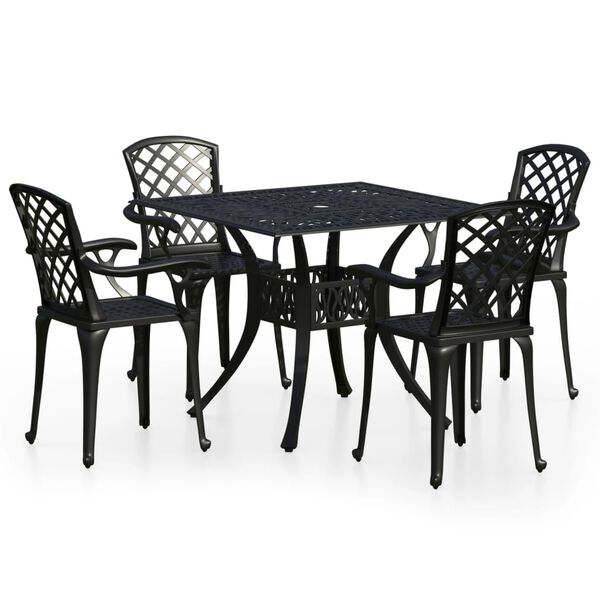 vidaXL Set da Bistrot 5 pz in Alluminio Pressofuso Nero