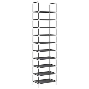 vidaXL Scarpiera 10 Ripiani Nera 44x28x180 cm in Tessuto Non Tessuto
