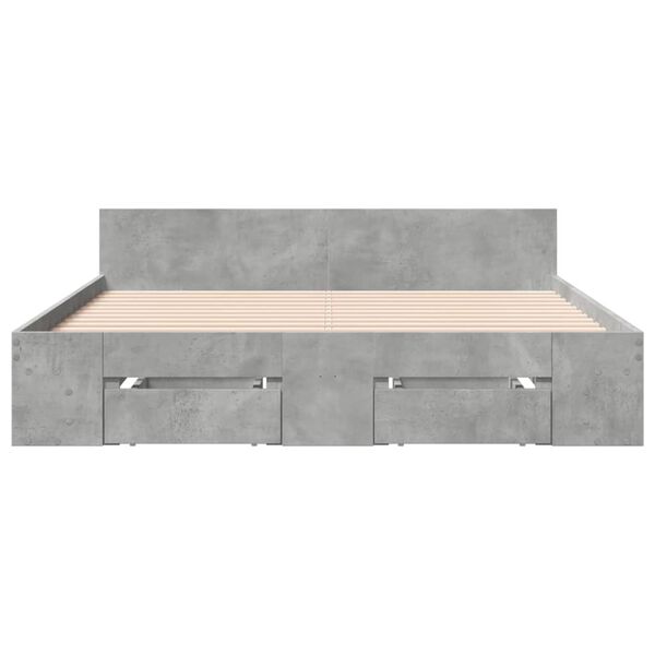 vidaXL Giroletto Cassetti Grigio Cemento 120x190 cm Legno Multistrato