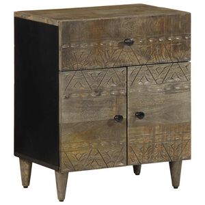 vidaXL Comodino Grigio Chiaro 50x33x60 cm in Legno Massello di Mango