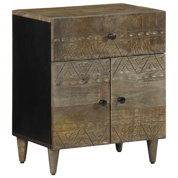 vidaXL Comodino Grigio Chiaro 50x33x60 cm in Legno Massello di Mango