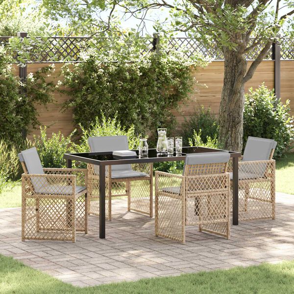 vidaXL Set da Pranzo per Giardino 5 pcs Beige polyrattan