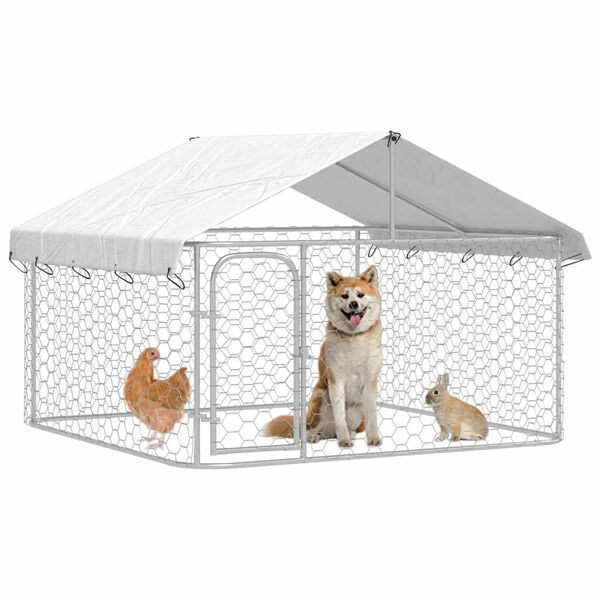 vidaXL Gabbia per Cani da Esterno con Tetto 200x200x150 cm