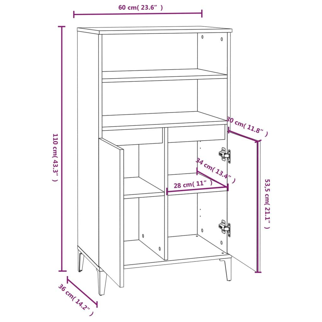 Credenza VidaXL Grigio Cemento: Mobile Multiuso 80x30x54 Cm In Legno Multistrato - 2