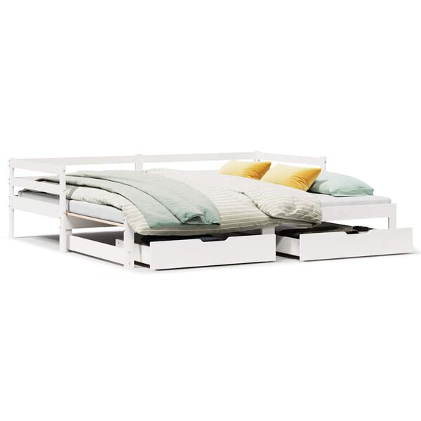 vidaXL Letto Estraibile con Cassetti senza Materasso Bianco 90x190 cm