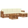 vidaXL Set divani 6 pcs Naturale e Crema Legno di Acacia Massello