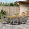 vidaXL Set da Pranzo per Giardino 9 pcs Grigio polyrattan