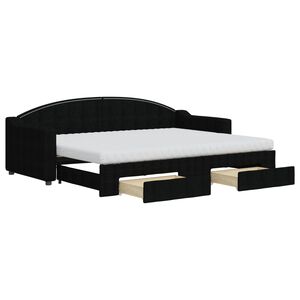 vidaXL Divano Letto Estraibile con Cassetti Nero 80x200 cm in Tessuto