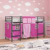vidaXL Struttura del Letto Loft per Bambini con Tendine Nero e rosa