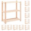 vidaXL Scaffali a 3 Livelli 10 pz 80x38x90 cm in Massello Pino 150 kg