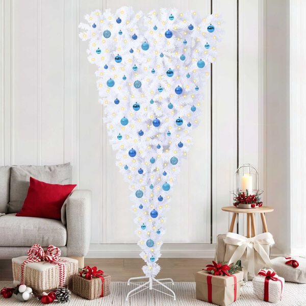 vidaXL Albero di Natale artificiale Bianco 210 cm PVC e Acciaio