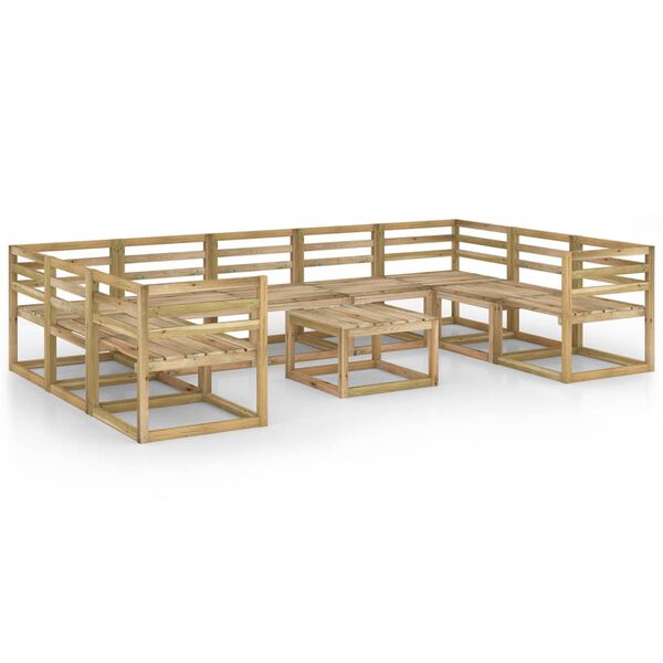 vidaXL Set Divani da Giardino 10 pz in Legno di Pino Impregnato Verde
