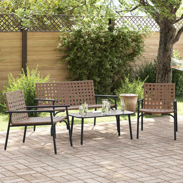 vidaXL Set da Pranzo per Giardino 4 pcs Marrone polyrattan