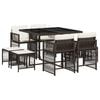vidaXL Set da Pranzo da Giardino 9pz con Cuscini Marrone in Polyrattan