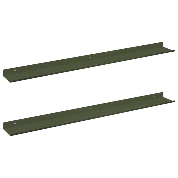 vidaXL Mensola sospesa 2 pcs Verde oliva 80 x 9 x 2,5 cm Acciaio